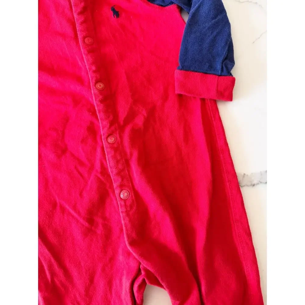 Polo Ralph Lauren Baby Boys Red Blue Striped Cotton Coverall